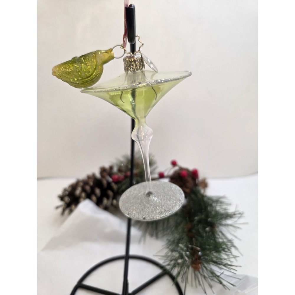 Christopher Radko 2005 20th Anniversary Martini Cocktail Glass Ornament Lime 4"